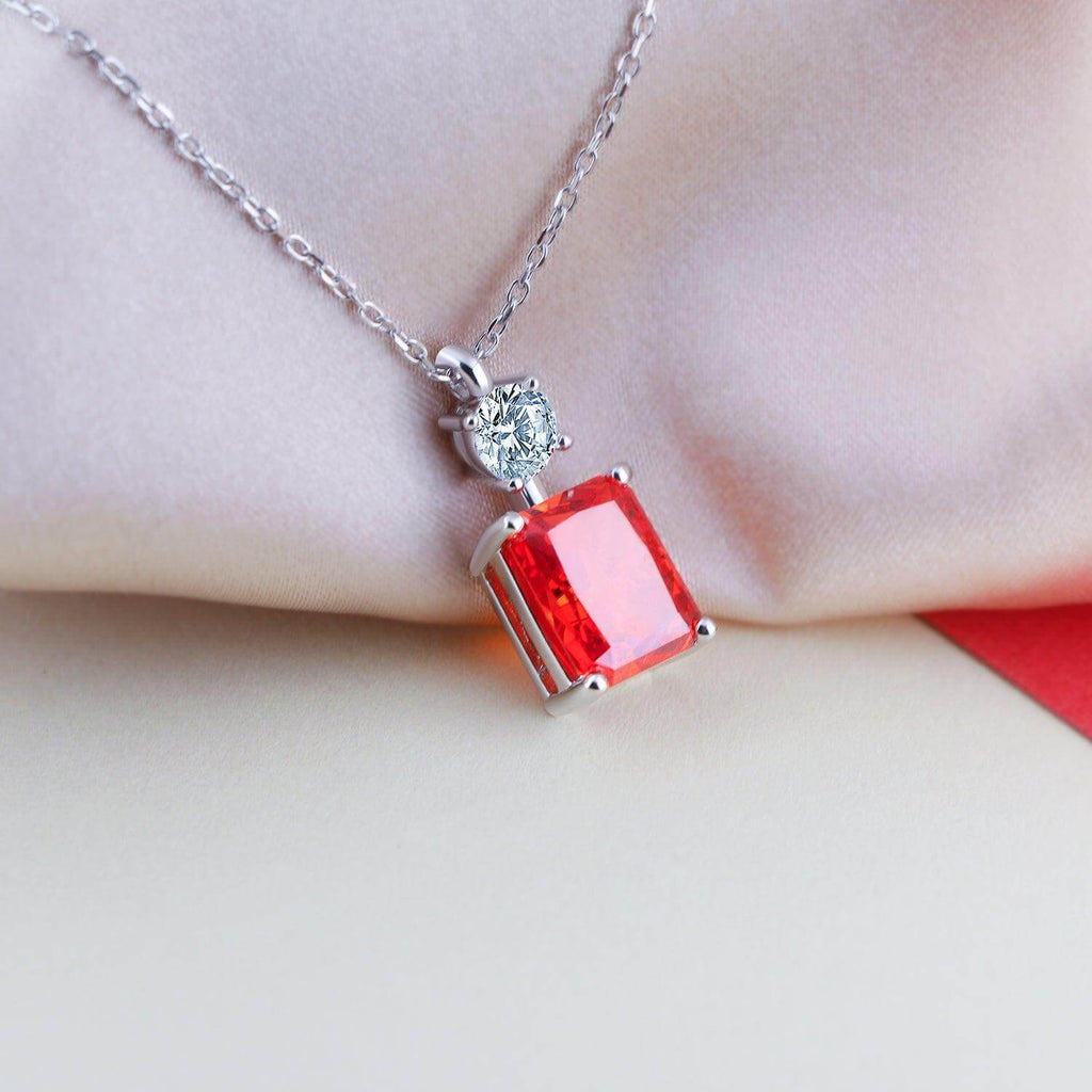 Natural Gemstone Necklace Purple Red Citrine 925 Sterling Silver Diamond Pendant Necklace - Trendolla Jewelry