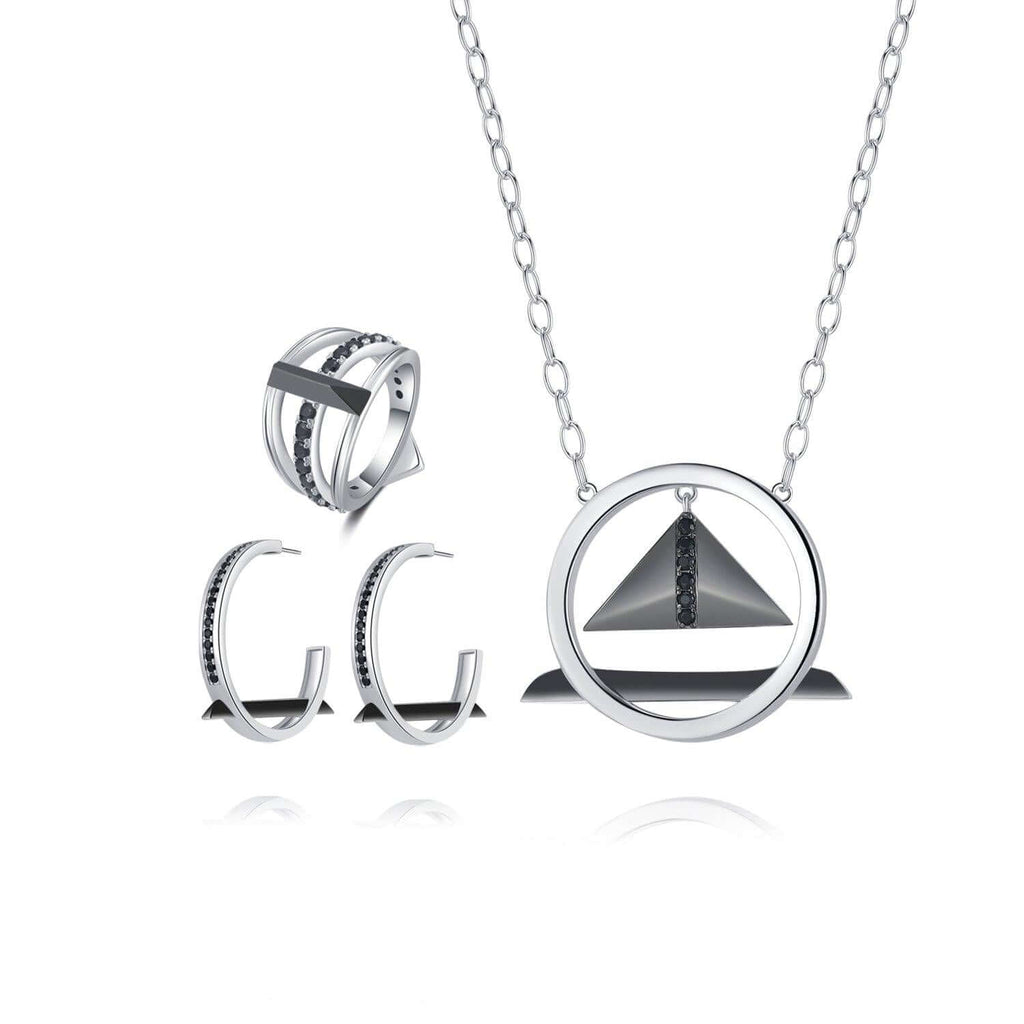 Black Cubic Zirconia Diamond Sets Multiple Perspectives collection Designed by Alexandra Baltazar - Trendolla Jewelry