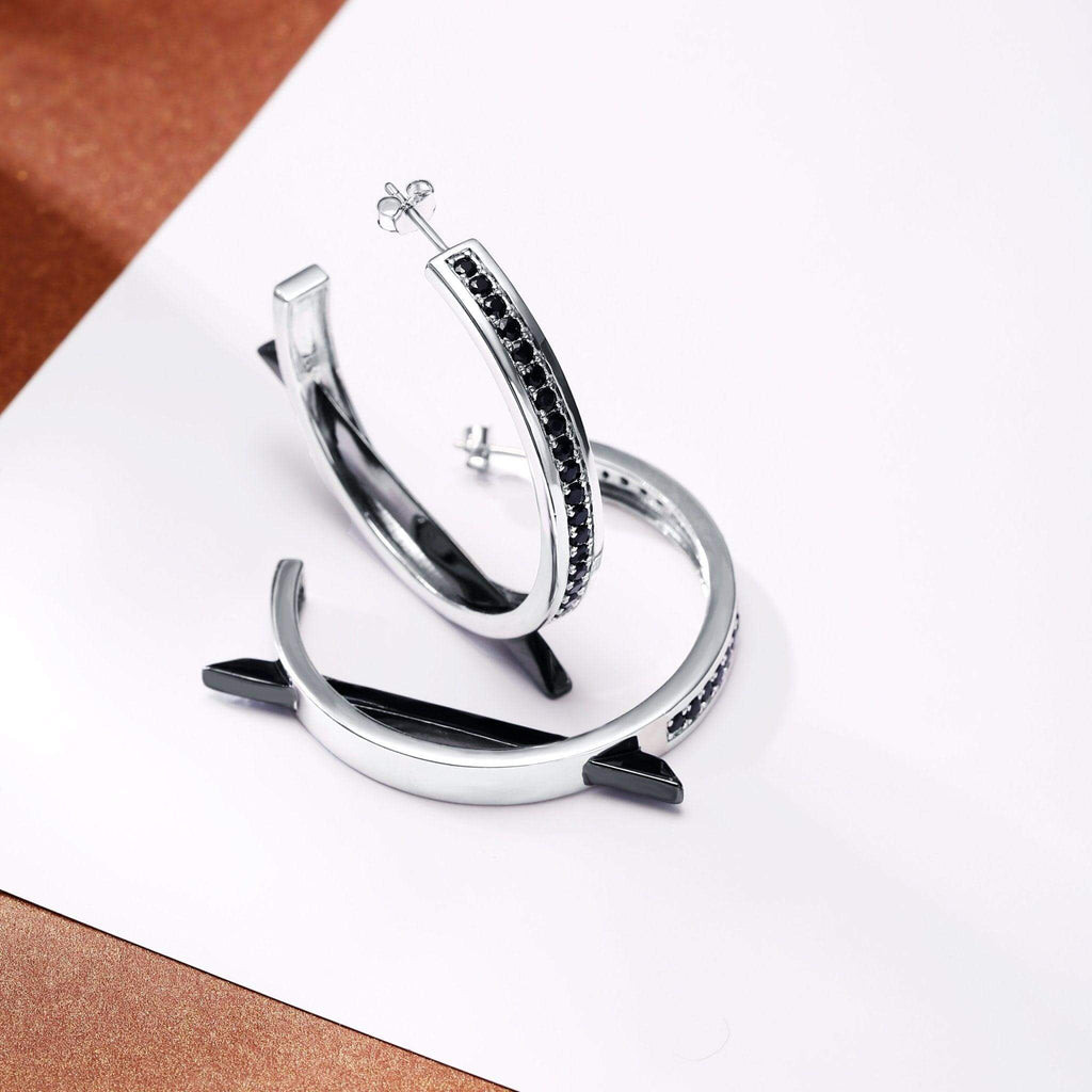 Black Cubic Zirconia Diamond Triangle Earrings Designed by Golnaz Niazmand - Trendolla Jewelry