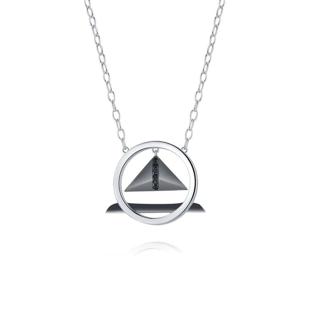 Black Cubic Zirconia Diamond Triangle Pendant Necklace Designed by Golnaz Niazmand - Trendolla Jewelry