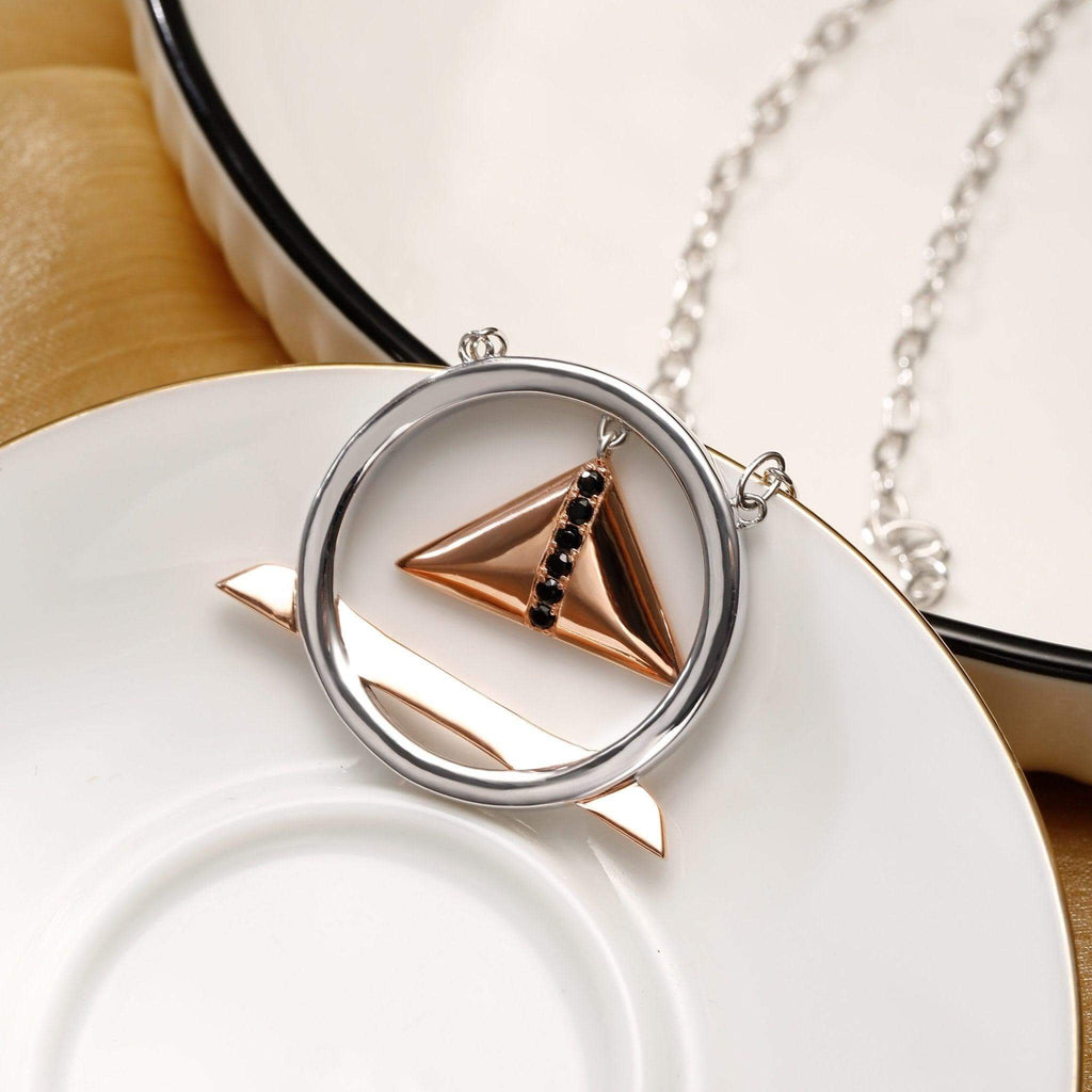 Black Cubic Zirconia Diamond Triangle Pendant Necklace Designed by Golnaz Niazmand - Trendolla Jewelry