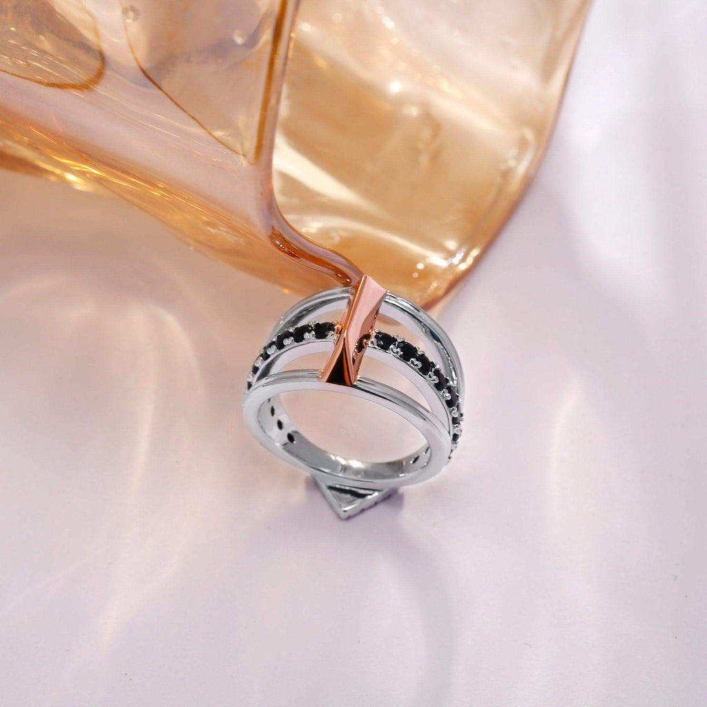 Black Cubic Zirconia Diamond Wedding Band Designed by Golnaz Niazmand - Trendolla Jewelry