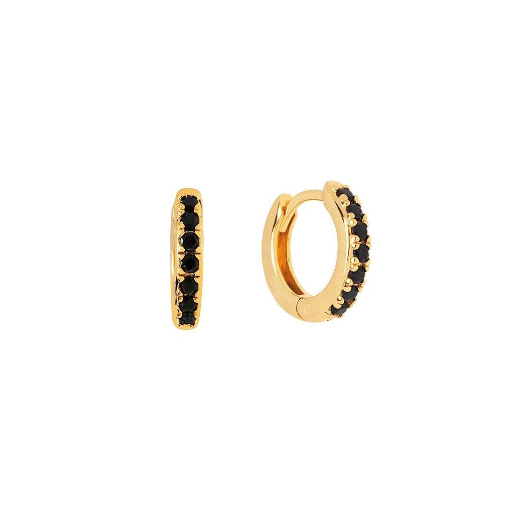 Black Pave Huggie Hoop Earrings - Trendolla Jewelry