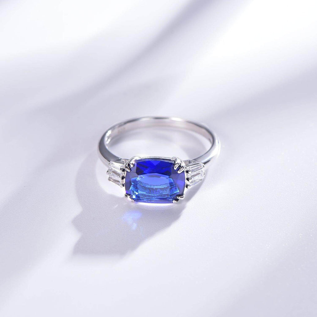 Blue Sapphire Cushion Cut Engagement Ring - Trendolla Jewelry