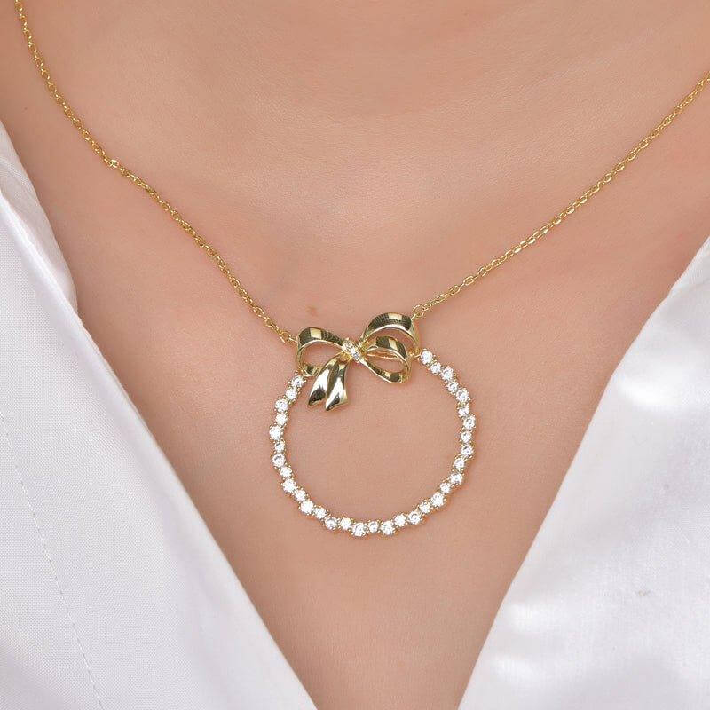 Bow Hoop Necklace - Trendolla Jewelry