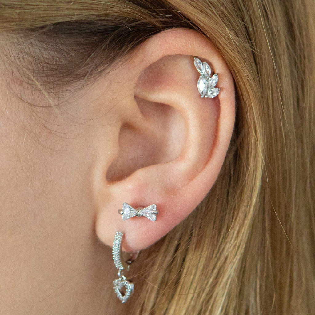 Bow Piercing Barbell Earrings Ball Back Earrings Nap Earrings - Trendolla Jewelry