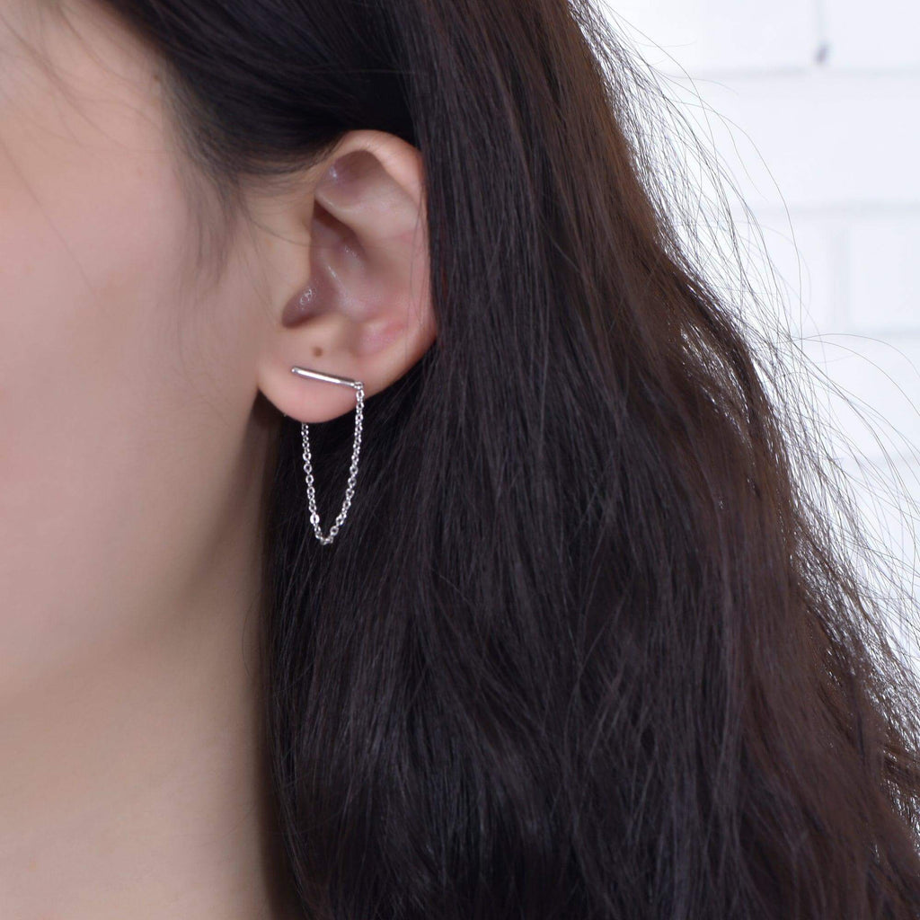 Chain Ball Hoop Earrings with Charm - Trendolla Jewelry