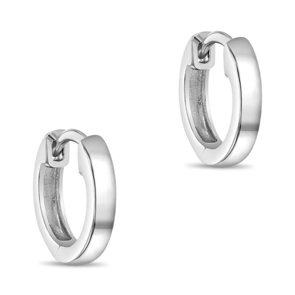 Classic 2mm Polished 7-11mm Sterling Silver Baby Children Earrings - Trendolla Jewelry