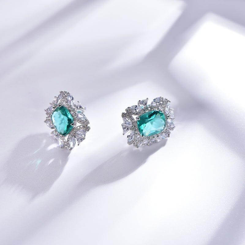 Classic Emerald Green Stud Earrings In Sterling Silver - Trendolla Jewelry