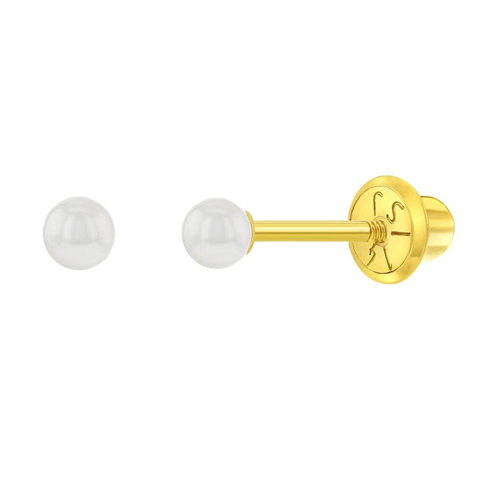 Classic Freshwater Cultured Pearl 3-5mm Baby Children Screw Back Earrings - Trendolla Jewelry