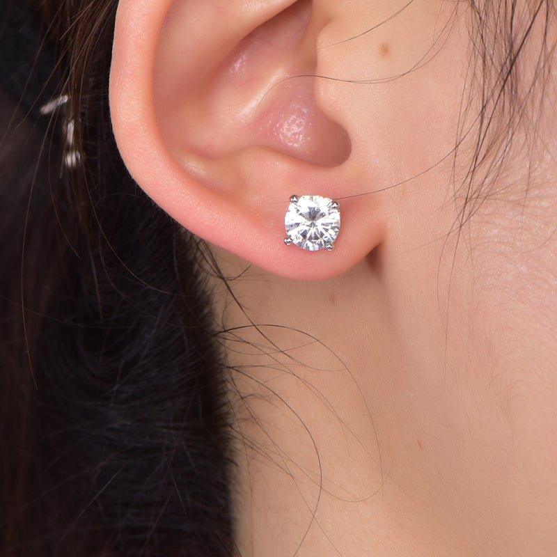 Classic Moissanite Stud Earrings In Sterling Silver - Trendolla Jewelry