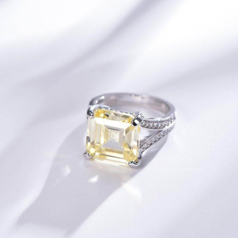 Classic Yellow Zircon Princess Cut Cubic Zirconia Diamond Ring - Trendolla Jewelry