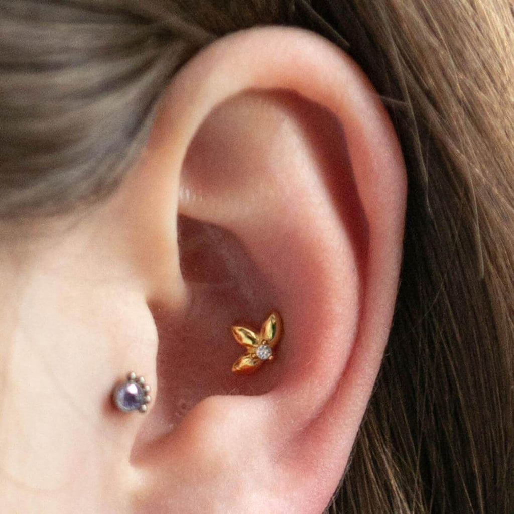 Clover Crystal Barbell Earrings Ball Back Earrings Nap Earrings - Trendolla Jewelry