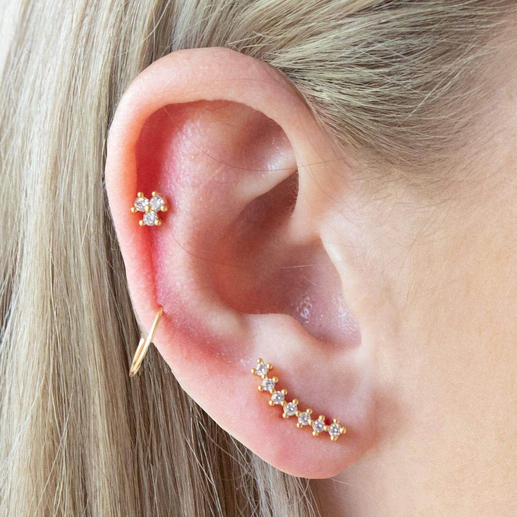 Clover Piercing Barbell Earrings Ball Back Earrings Nap Earrings - Trendolla Jewelry