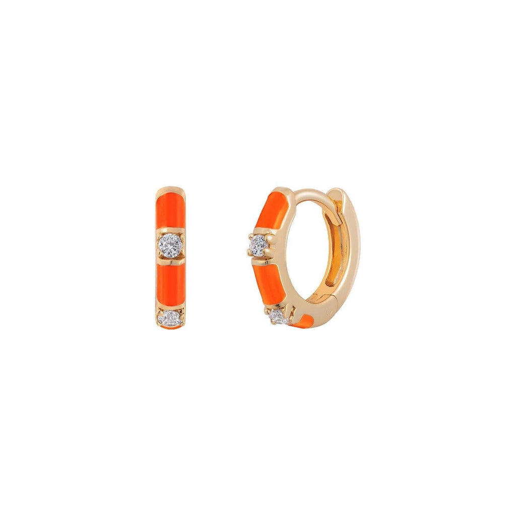 Coral Orange CZ Huggie Hoop - Trendolla Jewelry