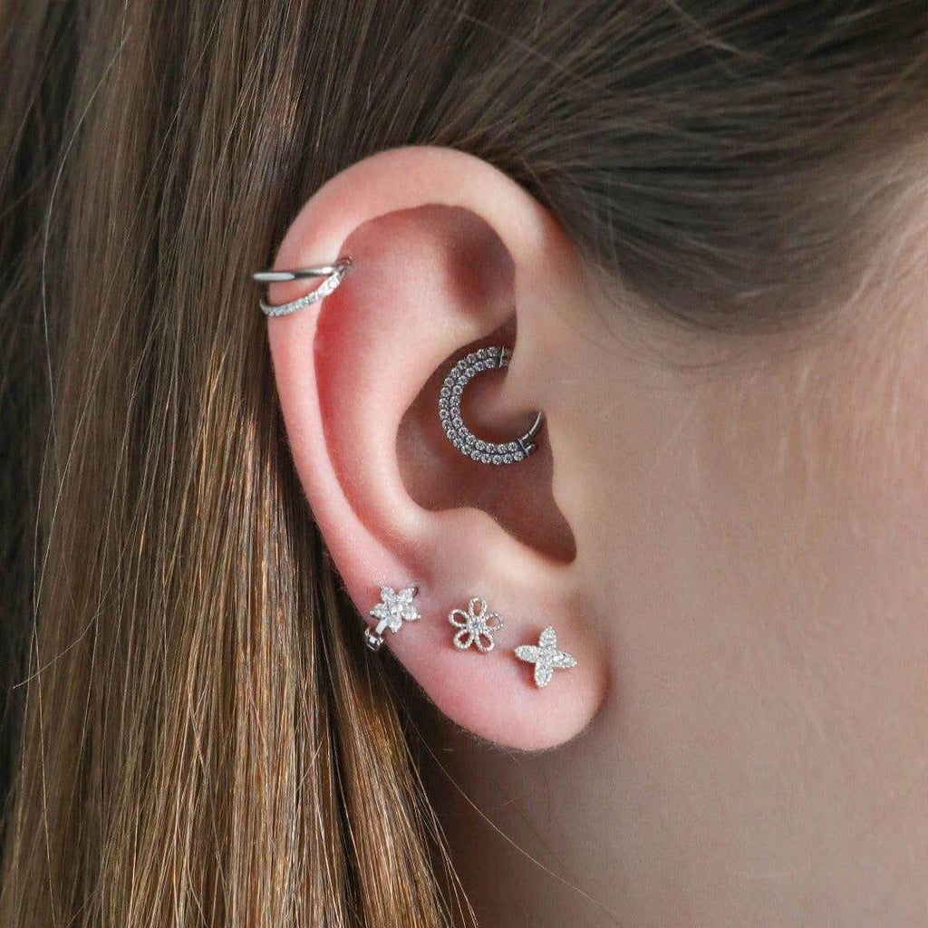 Criss Cross Piercing Barbell Earrings Ball Back Earrings Nap Earrings - Trendolla Jewelry