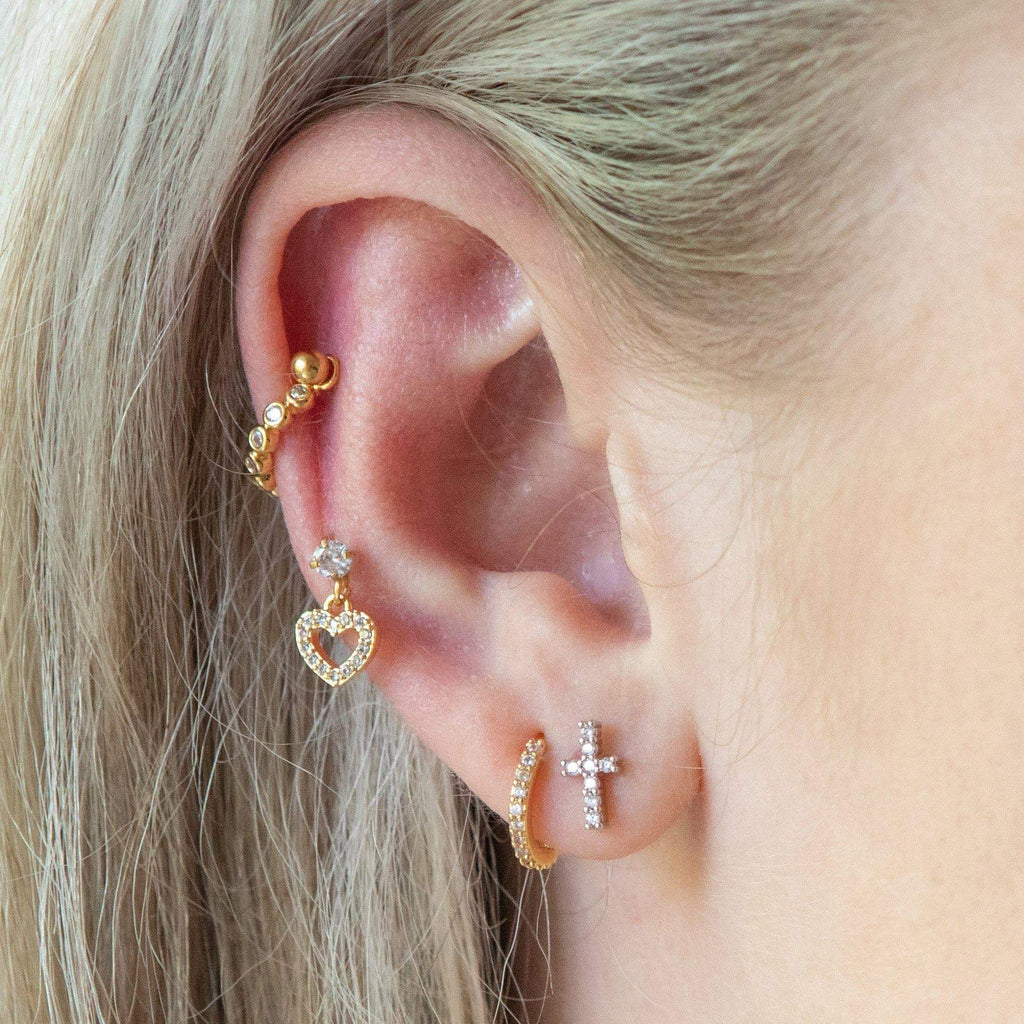 Cross Piercing Barbell Earrings Ball Back Earrings Nap Earrings - Trendolla Jewelry