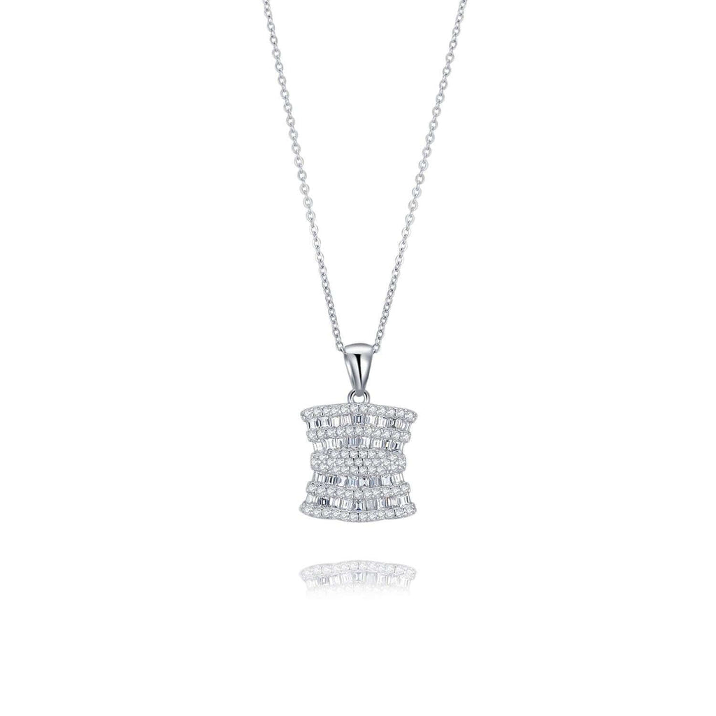 Crown Pendant Necklace 18ct White Gold Plated Vermeil - Trendolla Jewelry