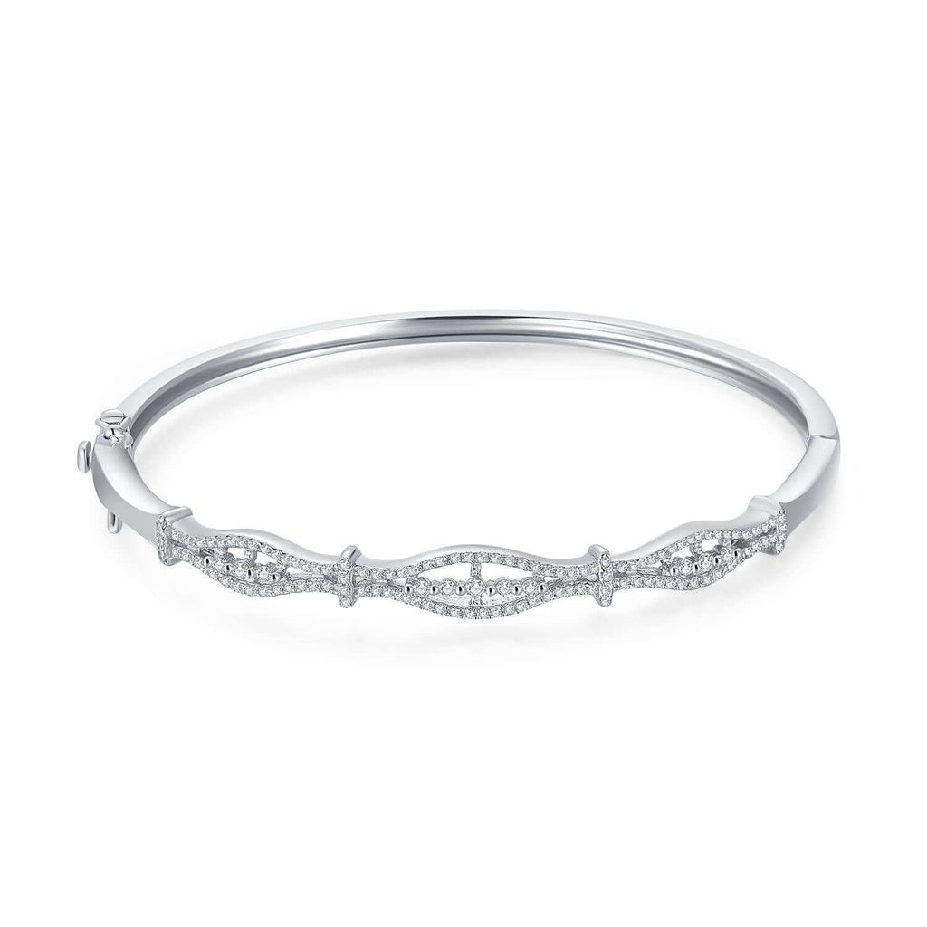 Trendolla Jewelry: Star Bangle Metal: 18ct White Gold Plated Vermeil on Sterling Silver - Trendolla Jewelry