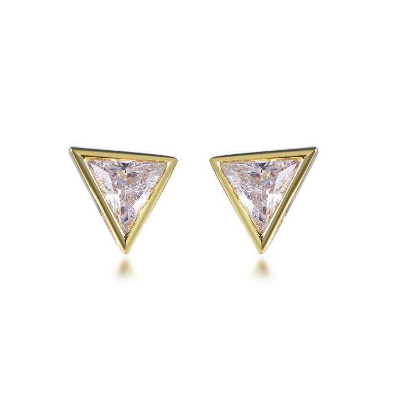 Simulated Diamond Stud Earrings In Yellow Gold Plated Sterling Silver - Trendolla Jewelry