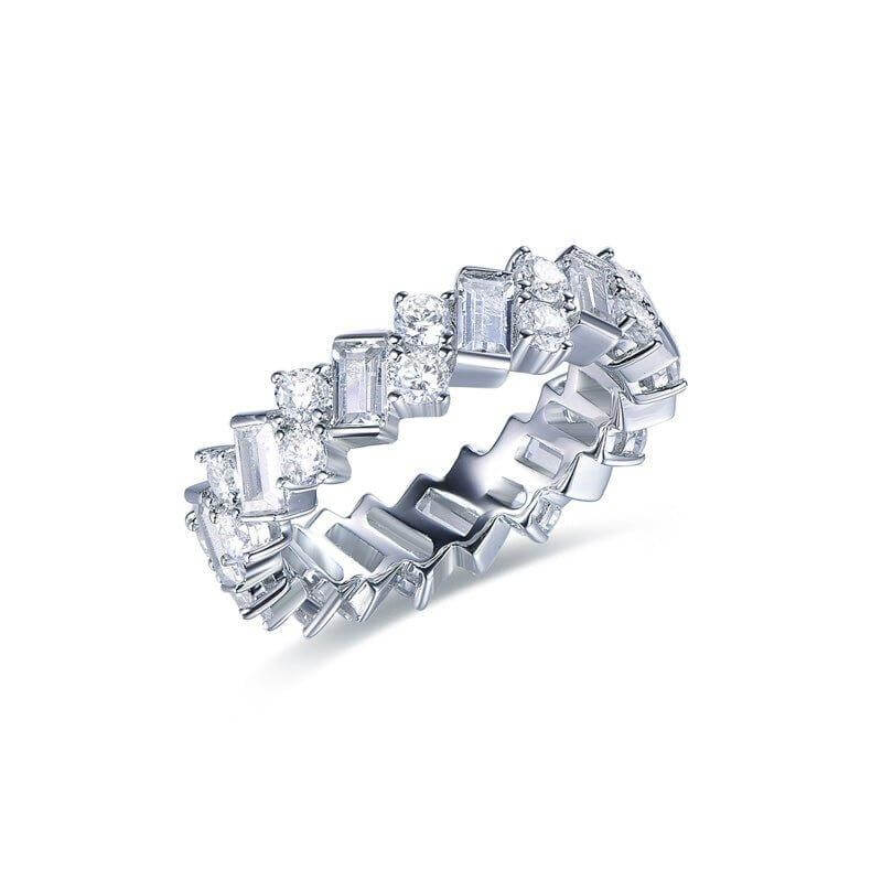 Cubic Zirconia Diamond Emerald Cut Wedding Band Ring - Trendolla Jewelry