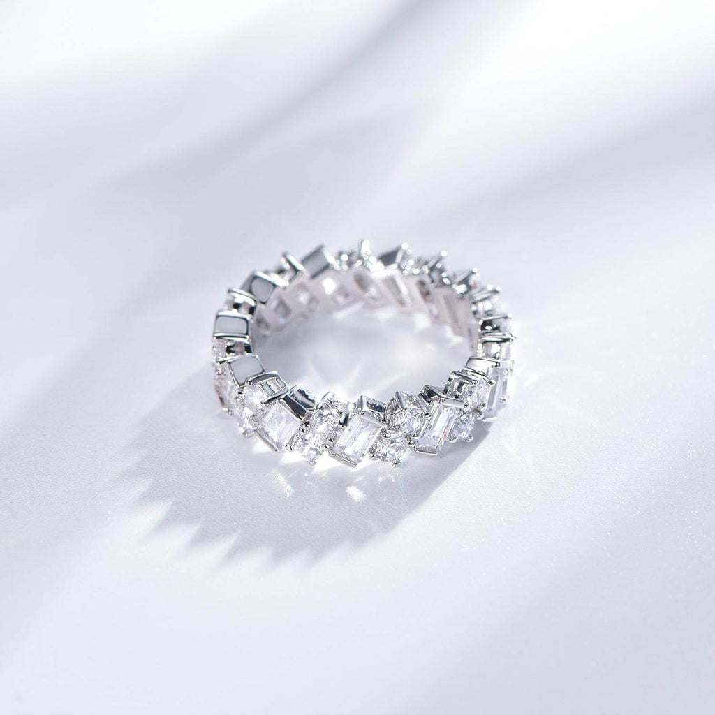 Cubic Zirconia Diamond Emerald Cut Wedding Band Ring - Trendolla Jewelry