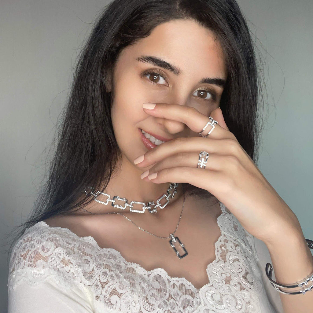 Cubic Zirconia Diamond Promise Statement Ring Jasmine Breeze Collection Designed by Golnaz Niazmand - Trendolla Jewelry