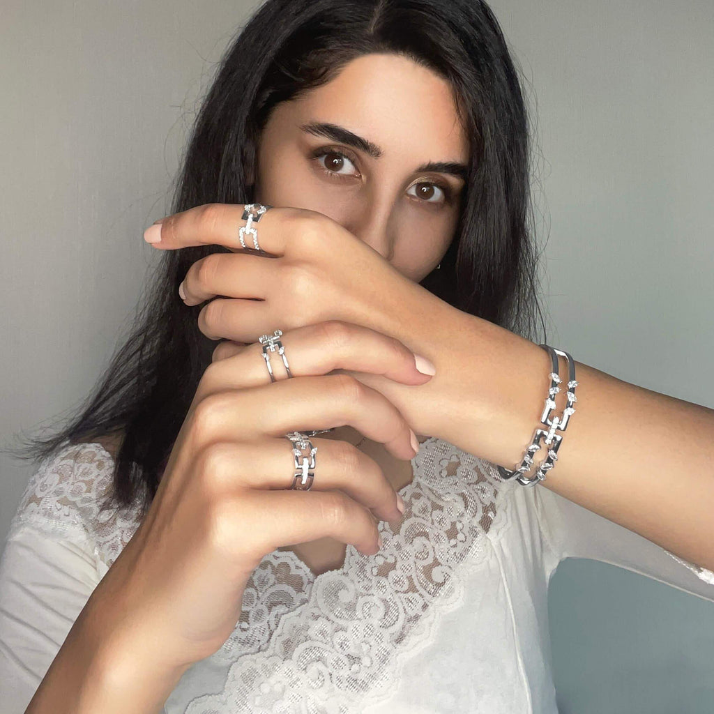Cubic Zirconia Diamond Promise Statement Ring Jasmine Breeze Collection Designed by Golnaz Niazmand - Trendolla Jewelry