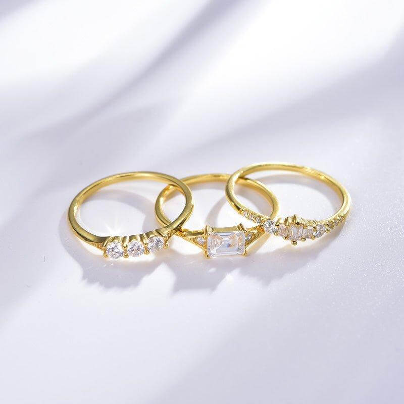 Cubic Zirconia Diamond Stackable Highway Rings Set - Trendolla Jewelry