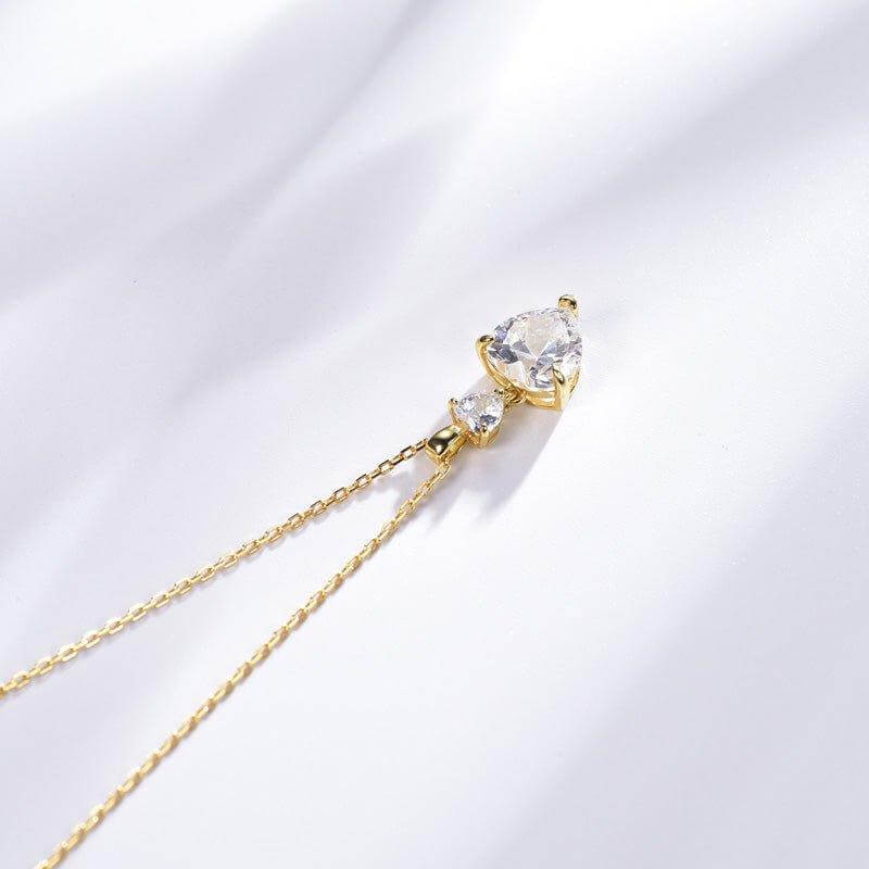 Simulated Diamond Trilliant Cut Necklace In Sterling Silver - Trendolla Jewelry