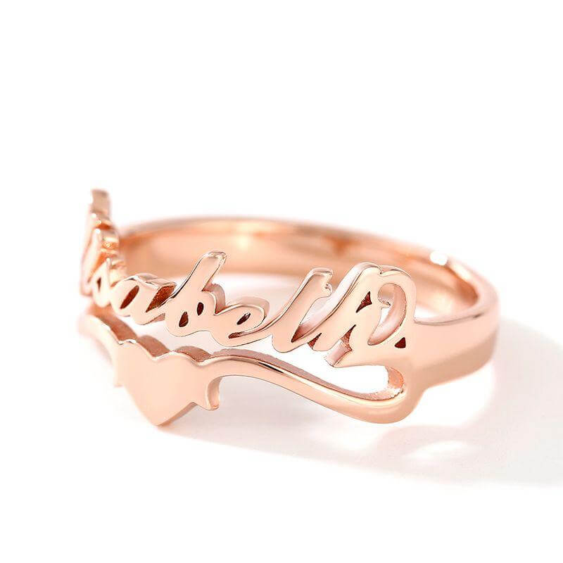 rose gold custom name ring