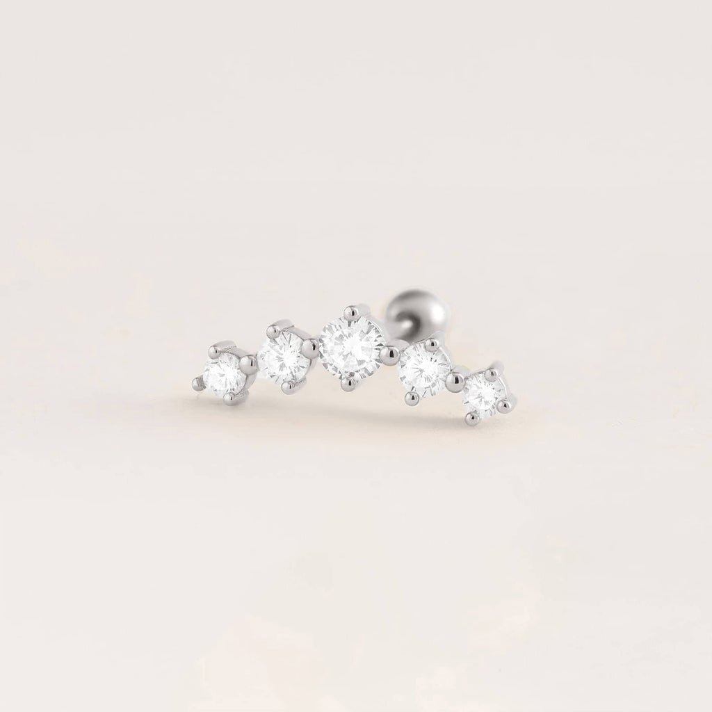Trendolla Curved White CZ Ball Back & Flat Back Cartilage Earrings