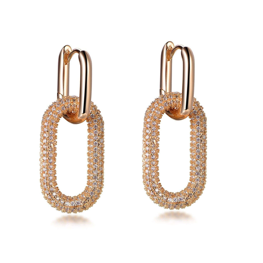 Dangle Hoop Earrings with Charm Cubic Zirconia Zero - Trendolla Jewelry