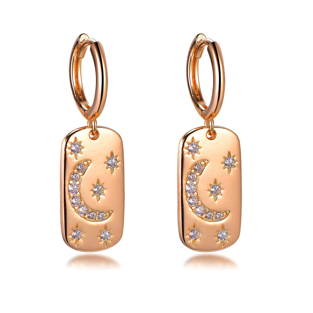 Dangle Hoop Earrings with Charm Cute Moon and Stars - Trendolla Jewelry