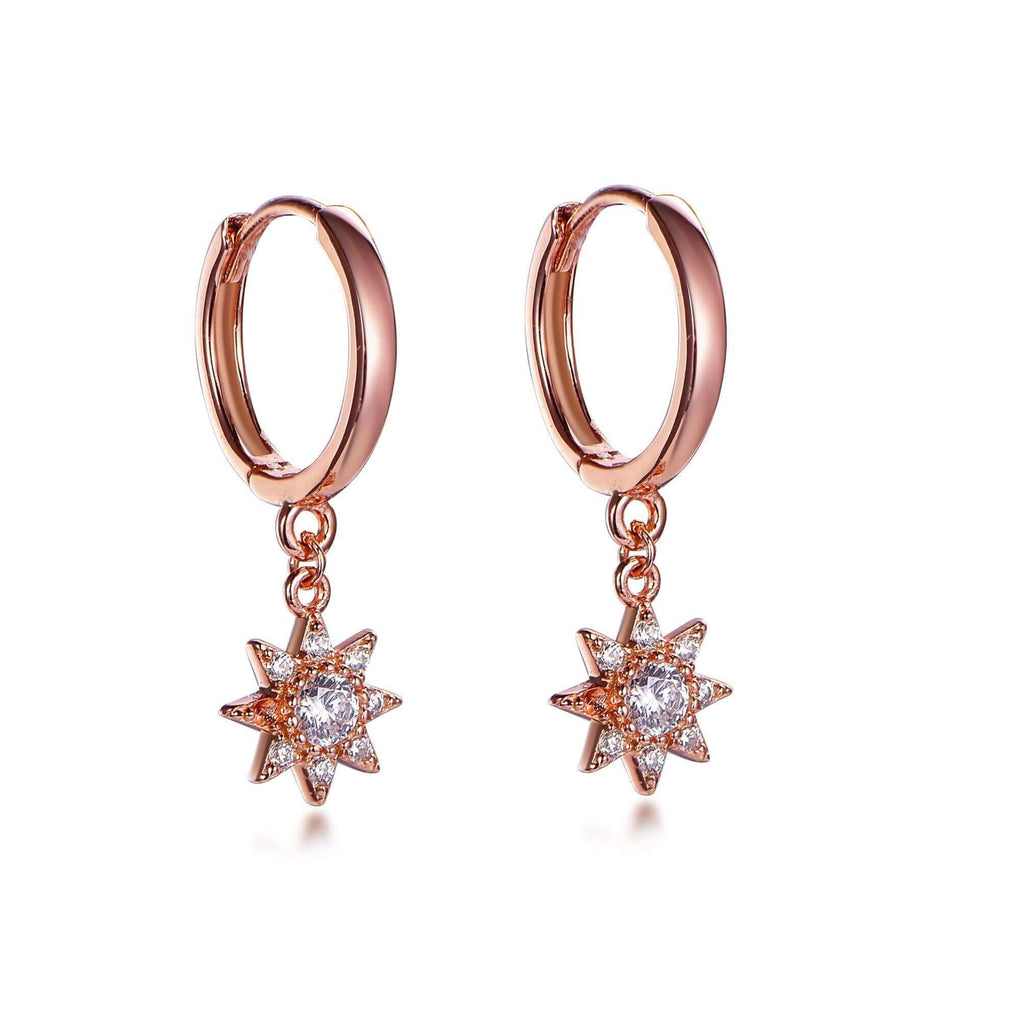 Dangle Hoop Earrings with Charm Flower - Trendolla Jewelry