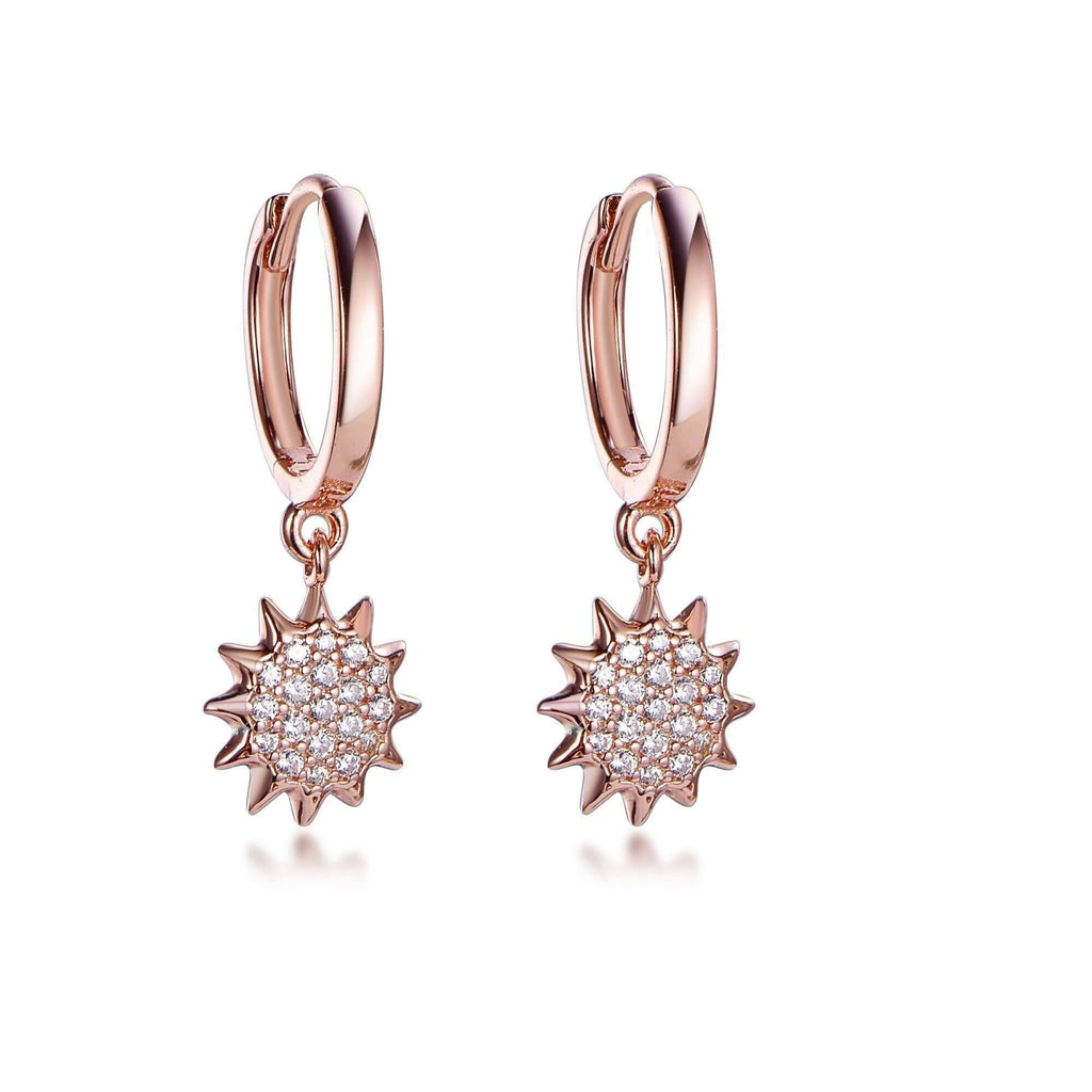 Dangle Hoop Earrings with Charm Sunflower - Trendolla Jewelry