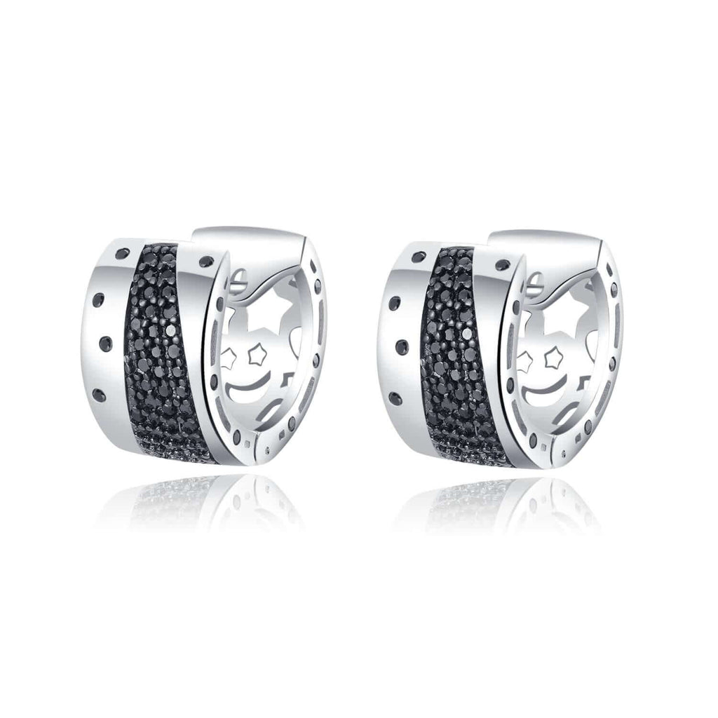 Dark Night Earrings Cubic Zirconia Diamond 18ct White Gold Plated Vermeil on Sterling Silver of Trendolla - Trendolla Jewelry