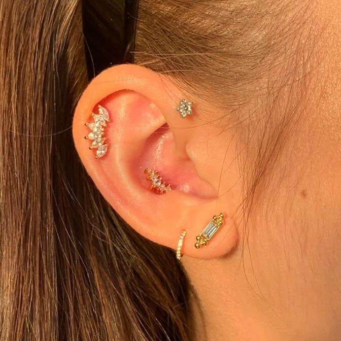 Deco Dot Piercing Barbell Earrings Ball Back Earrings Nap Earrings - Trendolla Jewelry