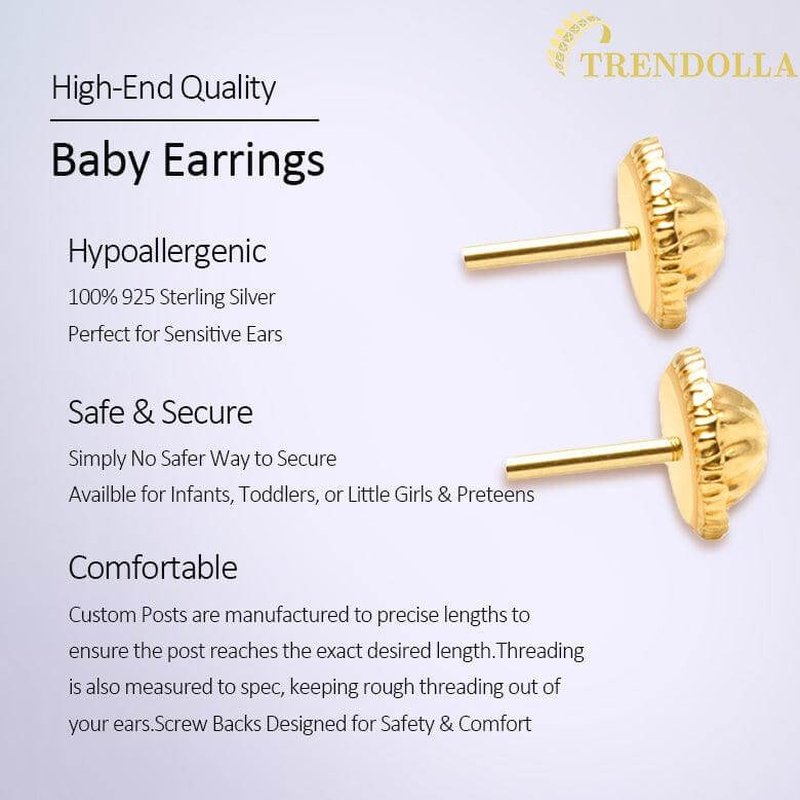 Delicate Cubic Zirconia Heart 4mm Baby Children Screw Back Earrings - Trendolla Jewelry
