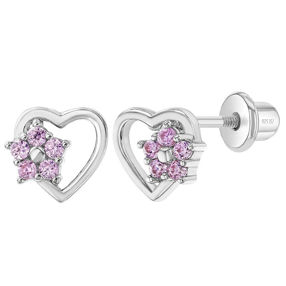 Kids Princess Earrings w/Diamond Accent | Silver - The Jeweled Lullaby