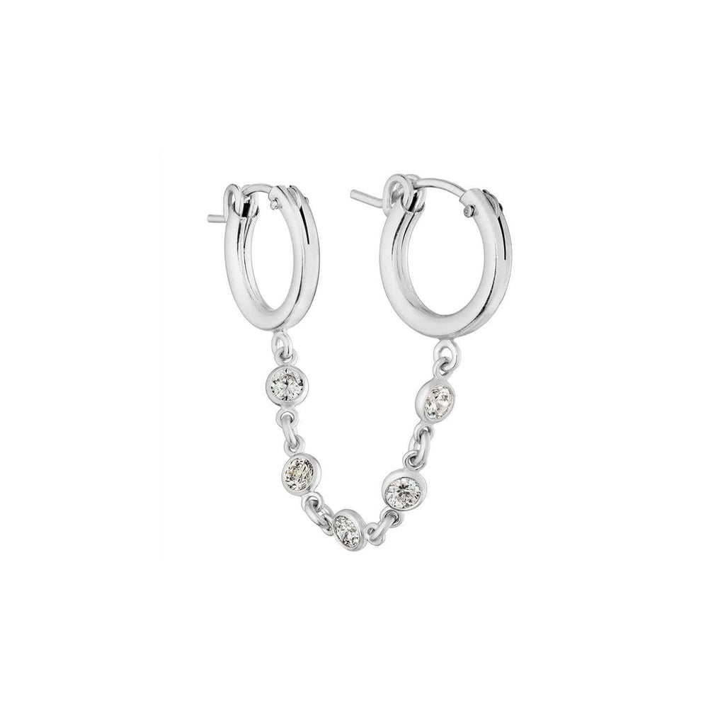Double Hoop Sparkle Chain Earring - Trendolla Jewelry