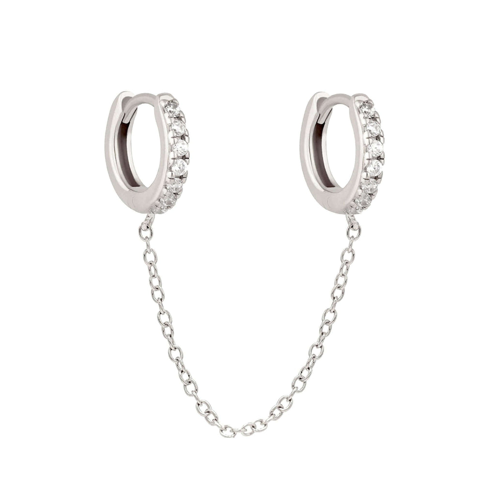 Double Pave Chain Huggie Earrings - Trendolla Jewelry