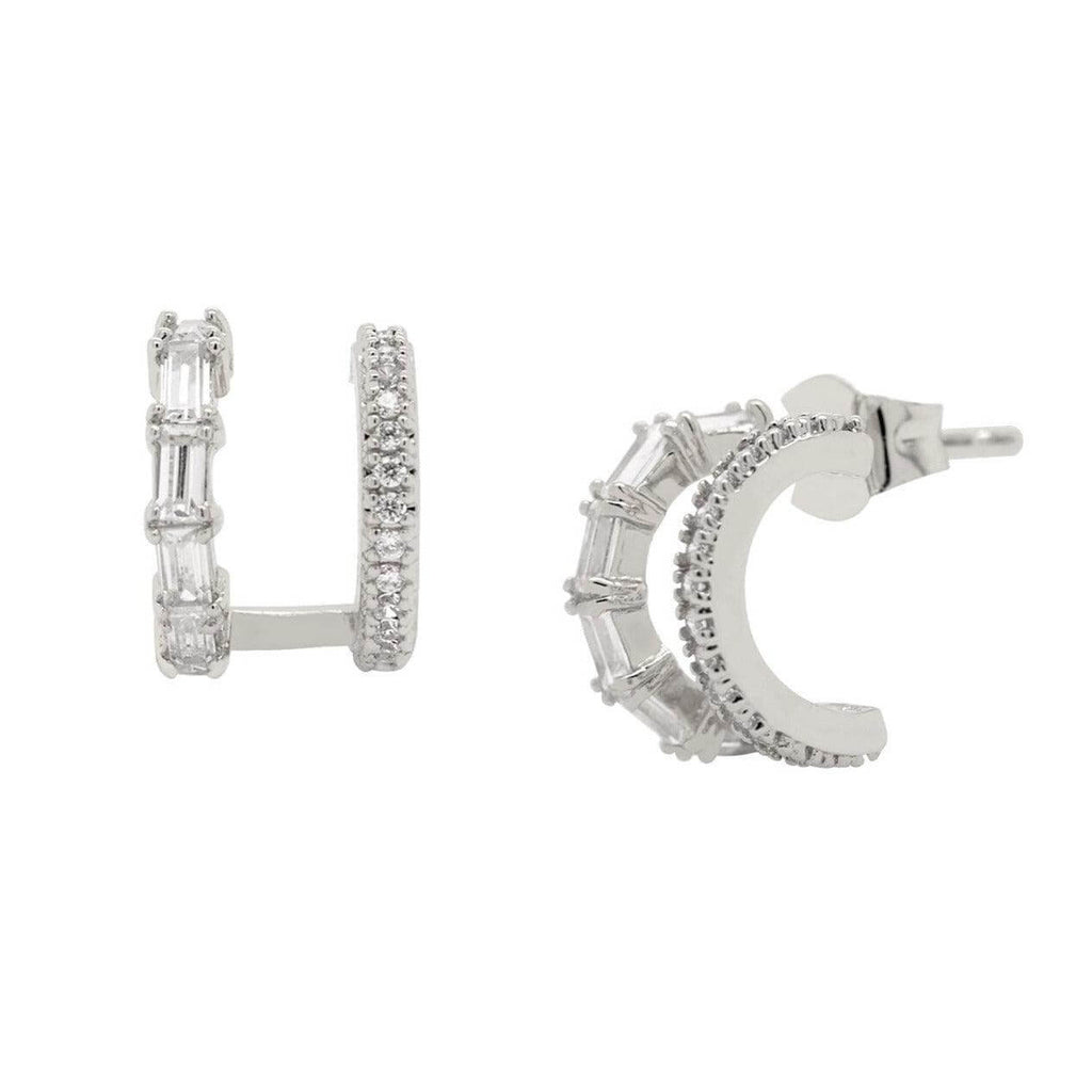 Double Pave Huggie Earrings - Trendolla Jewelry