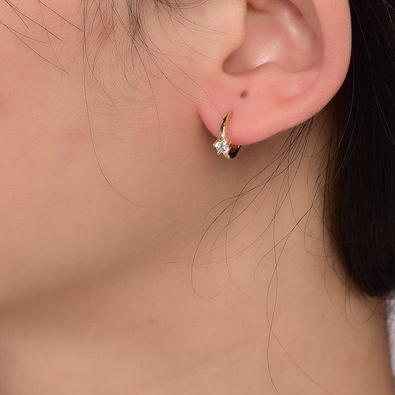 Drop Dangle Hoop Earrings with Charm Crystal Cubic Zirconia Diamond - Trendolla Jewelry