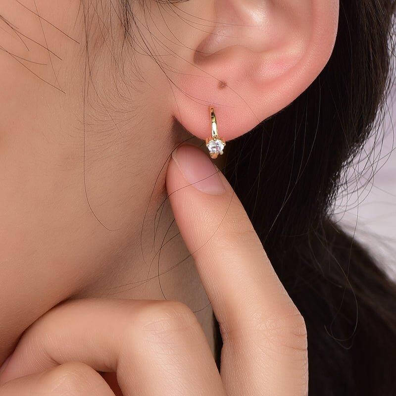 Drop Dangle Hoop Earrings with Charm Crystal Cubic Zirconia Diamond - Trendolla Jewelry
