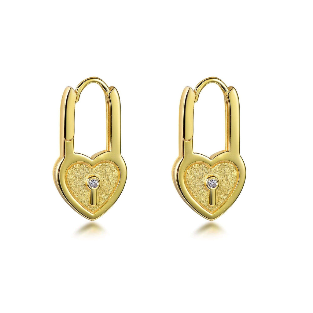 Drop Dangle Hoop Earrings with Charm Key in heart - Trendolla Jewelry