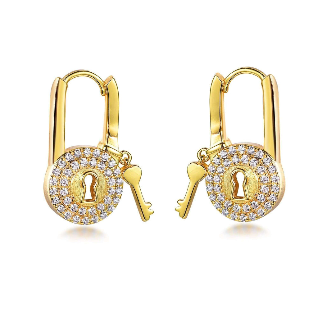Drop Dangle Earrings with Charm Lock Key - Trendolla Jewelry