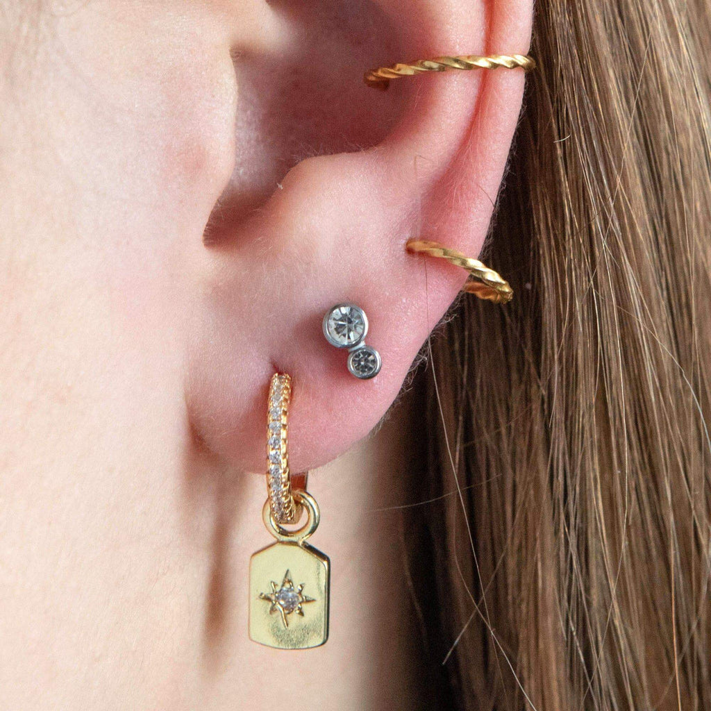 Duo Labret Piercing Barbell Earrings Ball Back Earrings Nap Earrings - Trendolla Jewelry