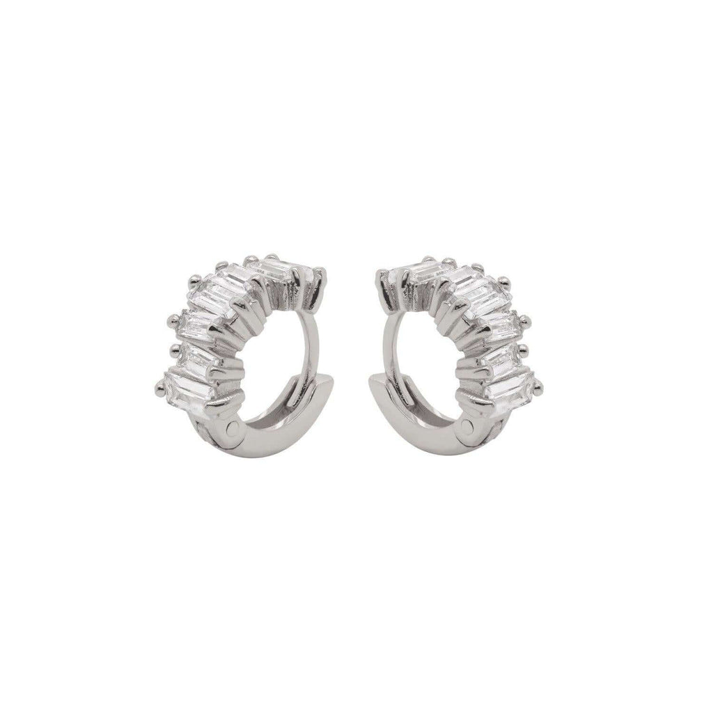 Embellished Baguette Huggie Earrings - Trendolla Jewelry