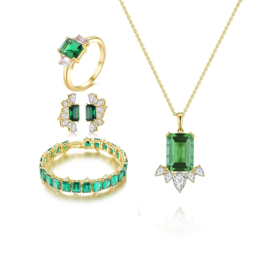 Emerald Cubic Zirconia Diamond Sets The Earth collection Designed by Tanin - Trendolla Jewelry